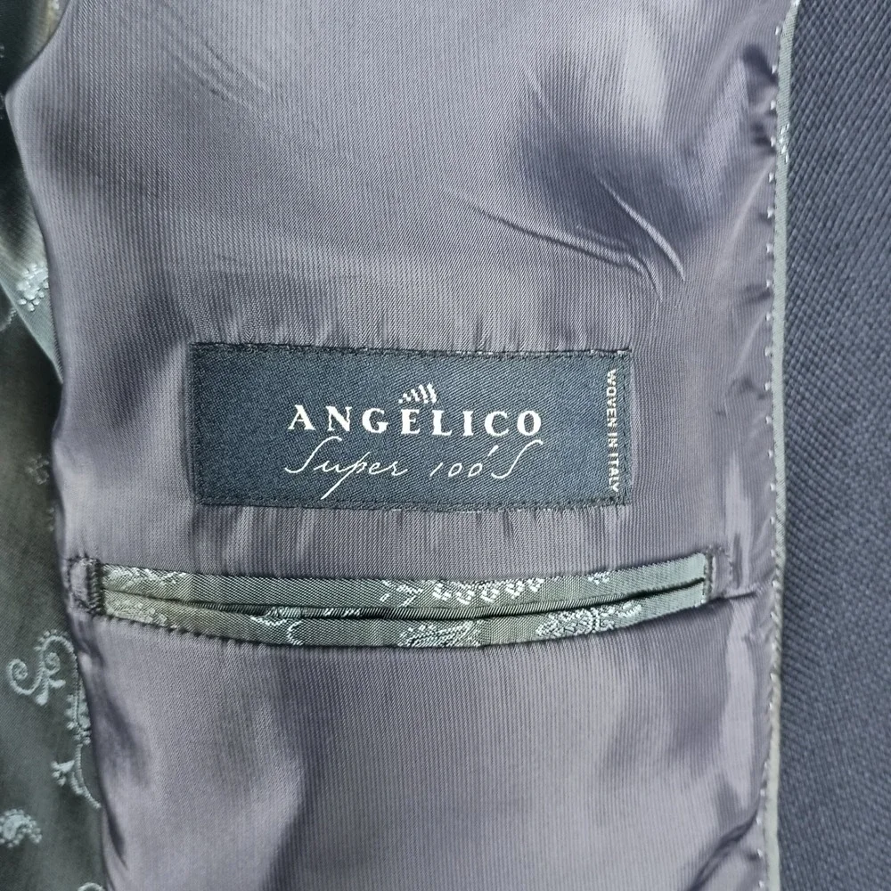 Joseph Abboud Heritage Blazer 54 XL Mens Navy Blue Angelico Super 100s Wool Slim - Picture 8 of 16